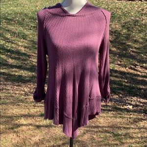 Hooded purple waffle top